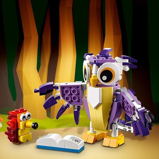 LEGO Creator 3in1 Fantasy Forest Creatures, Woodland Animal Toys Set for Kids - Rabbit to Owl to Squirrel Figures, Gifts for 7 Plus Year Olds 31125