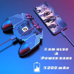 Mobile Game Controller, with Phone Cooling Fan 1200mAh Phone Gaming Grip, Universal Phone Triggers, Gamepad Joystick 4 Triggers L1R1 for Smartphone Android iOS Width from 67 to 90 MM(1 Pack)