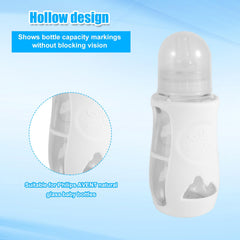 PEUTIER 2 x Silicone Baby Bottle Covers with Super Elastic Lower Reinforcement Design Suitable for Natural Glass Bottles Compatible with Philips AVENT (White)