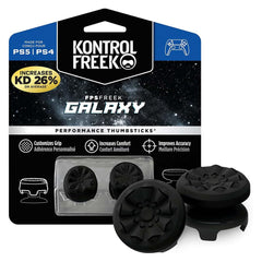 YARDHOBI FPS Freek Galaxy Black for PlayStation 4 (PS4) and PlayStation 5 (PS5), Performance Thumbsticks, Controller Joystick Cap Covers, Thumbstick Extender for PS5 (1 High-Rise, 1 Mid-Rise, Black)