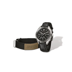 Bulova Men's Archive Series Lunar Pilot 6-Hand Chronograph High Performance Quartz Stainless Steel and Black Nylon Strap Watch Set, Sapphire Crystal Style: 96B251 - Black