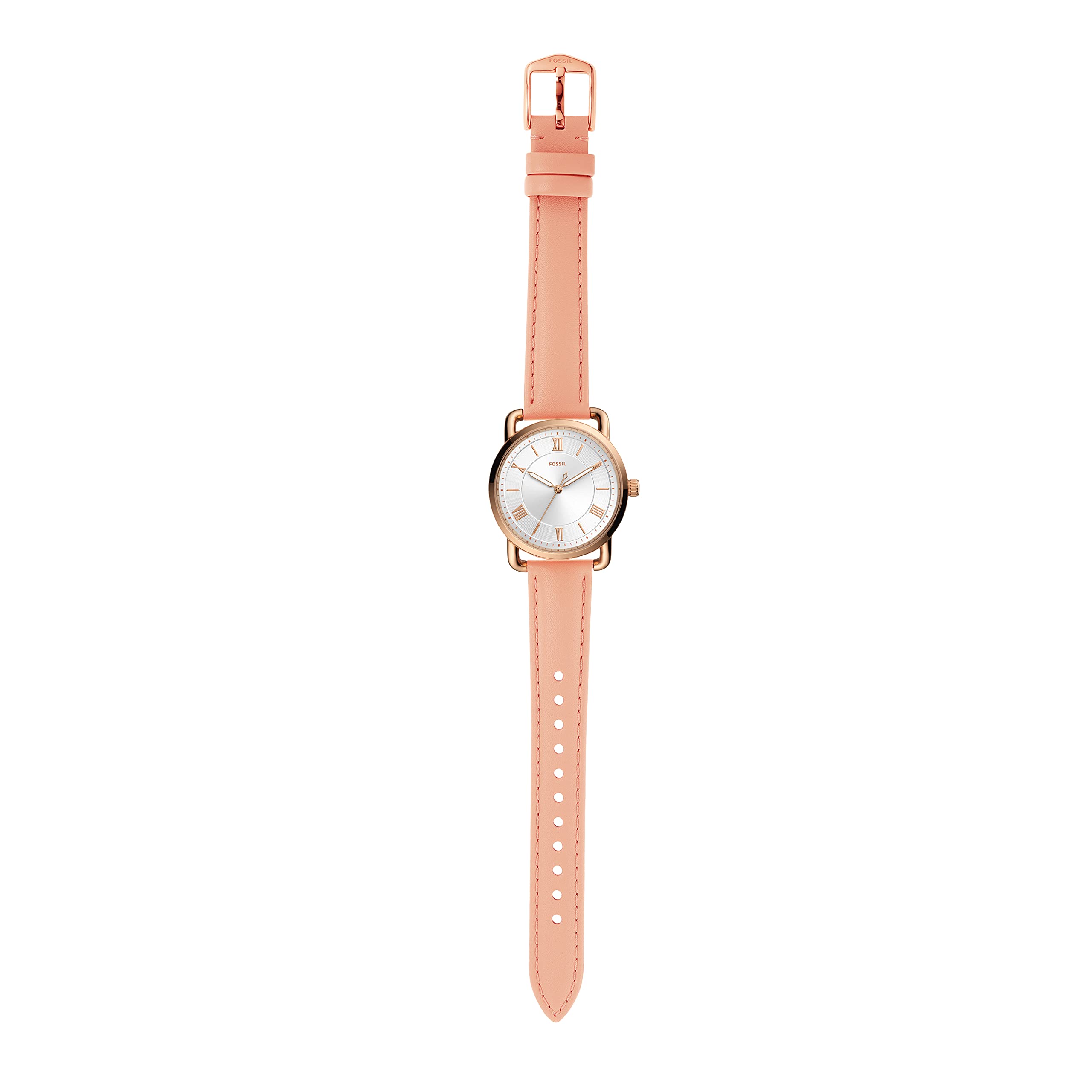 Fossil Copeland Women's Watch with Slim Case and Genuine Leather Band - Rose Gold, Blush