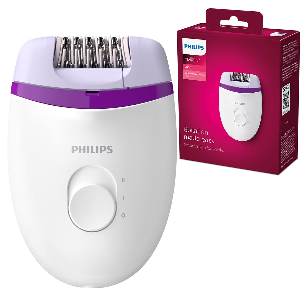 Philips Satinelle Essential Corded Compact Epilator. 3 pin, BRE225/01