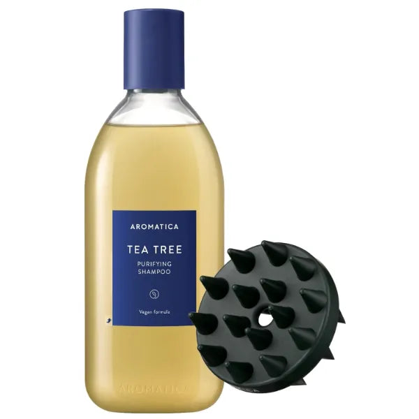 AROMATICA Tea Tree Shampoo + Dual Scalp Care Shampoo Brush