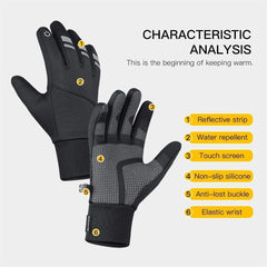 BIGTHREE Winter Warm Gloves, Touch Screen Skiing Gloves, Windproof and Water Resistant Sports Gloves, Anti-slip Thermal Liner Gloves for Walking Running Riding Driving Cycling Skiing Hiking L Size - Black