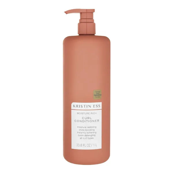 Kristin Ess Hair Moisture Rich Curl Conditioner, 33.8 fl oz, For Curly + Wavy Hair, Detangler, Vegan, Sulfate, Paraben and Silicone Free, Color + Keratin Safe