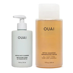 OUAI Detox Shower Routine Bundle Gentle Detox Face Cleanser  and Clarifying Shampoo with Apple Cider Vinegar Removes Dirt, Oil, Product, Makeup, and Sunscreen  2 Piece Bundle