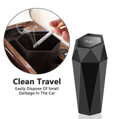 Nayubo Car Trash Can with Lid Mini Leak Proof Garbage Can Organizer Car Accessories Interior Diamond Design Small Vehicle Trash Bin for Automotive Car Office Home Kitchen, 2PCS (Black)