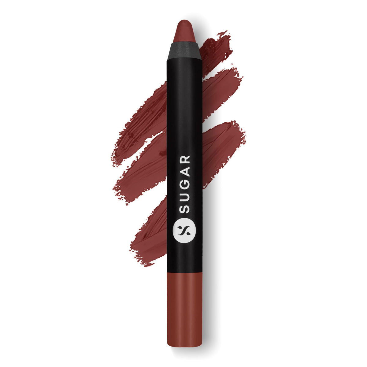 SUGAR Cosmetics Matte As Hell Crayon Lipstick 17 Brandy Harrington (Rusty Reddish Pink) With Free Sharpener, 2.8 gms