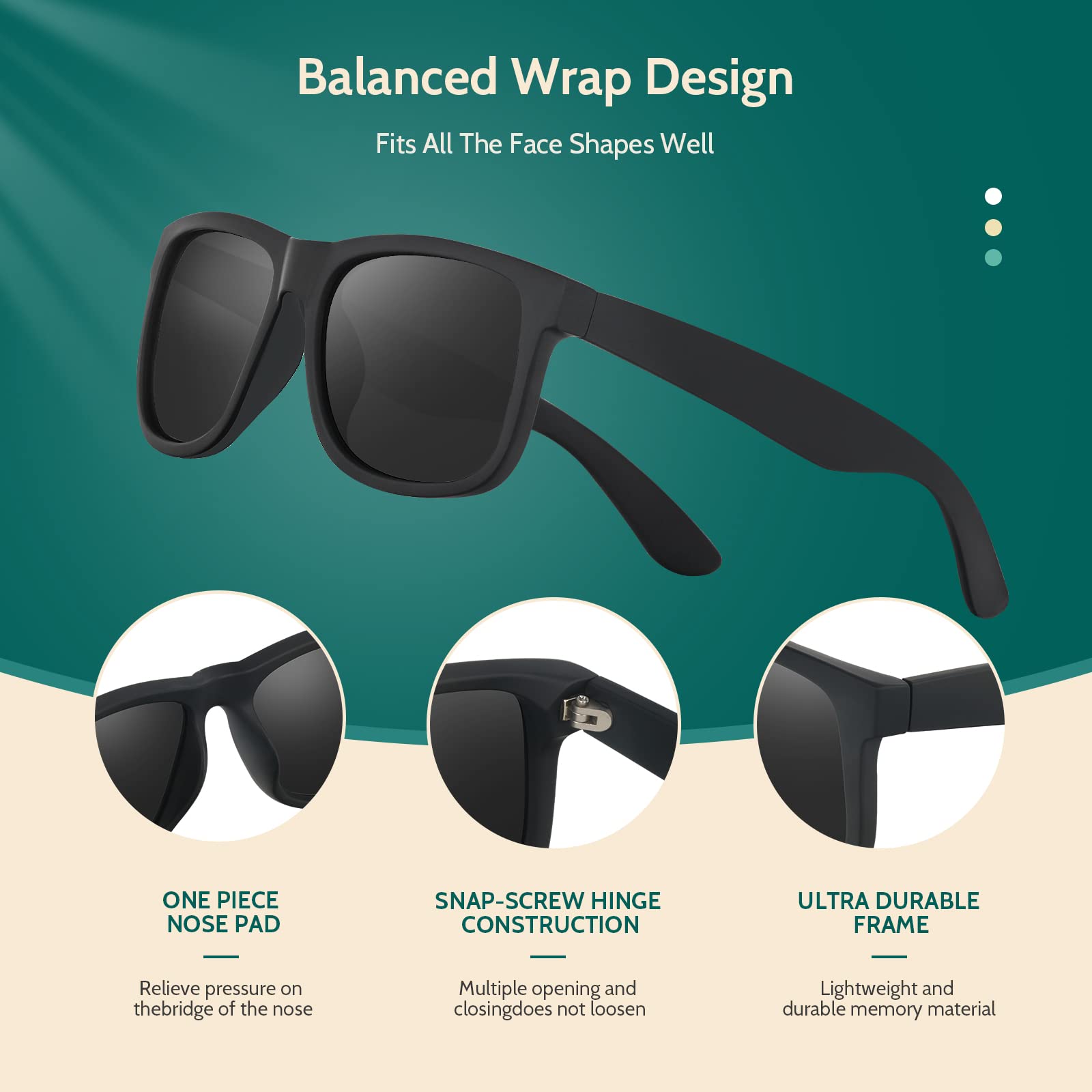 WASAIKKU Polarized Sunglasses for Men Women Classic Fashion Sunglasses Baseball Cycling Driving Fishing Golf Mens Sunglasses with UV Protection (black matte frame with black lens)