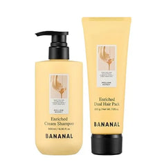BANANAL Korean Enriched Cream Shampoo & Mask Pack Duo for Dry Damaged Hair, Sea Water & Rice Protein, Silk, Honey, Frizz Care, Glow, Deep Conditioning 16.9 fl oz + 7.05 oz