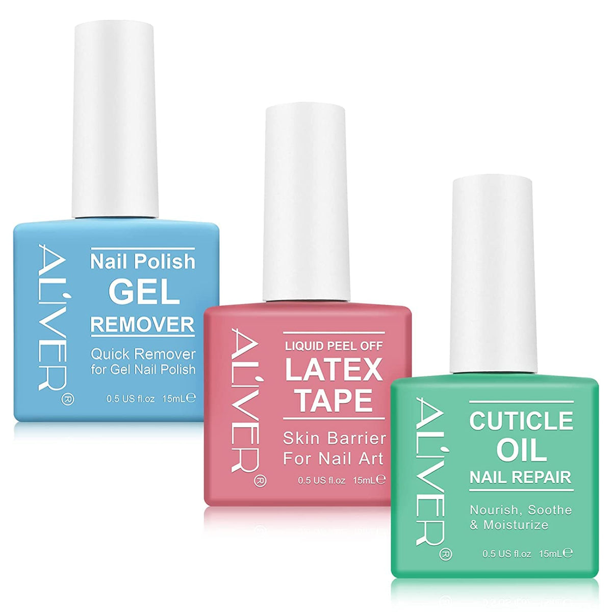 ALIVER 3 Pack Gel Nail Remover Kit,Nail Polish Remover with Nail Cuticle Oil and Latex Tape Kit, Magic Gel Nail Polish Remover, Easily & Gently, No Need For Foil, Soaking Or Wrapping