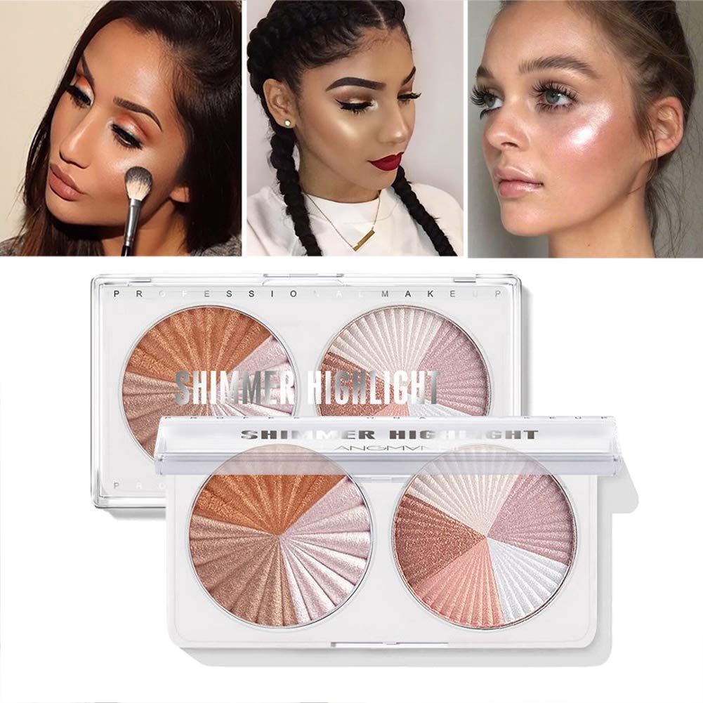 NLLNT Highlighter Powder Palette Diamond Shimmer Bronzer Glow Glitter Makeup Natural