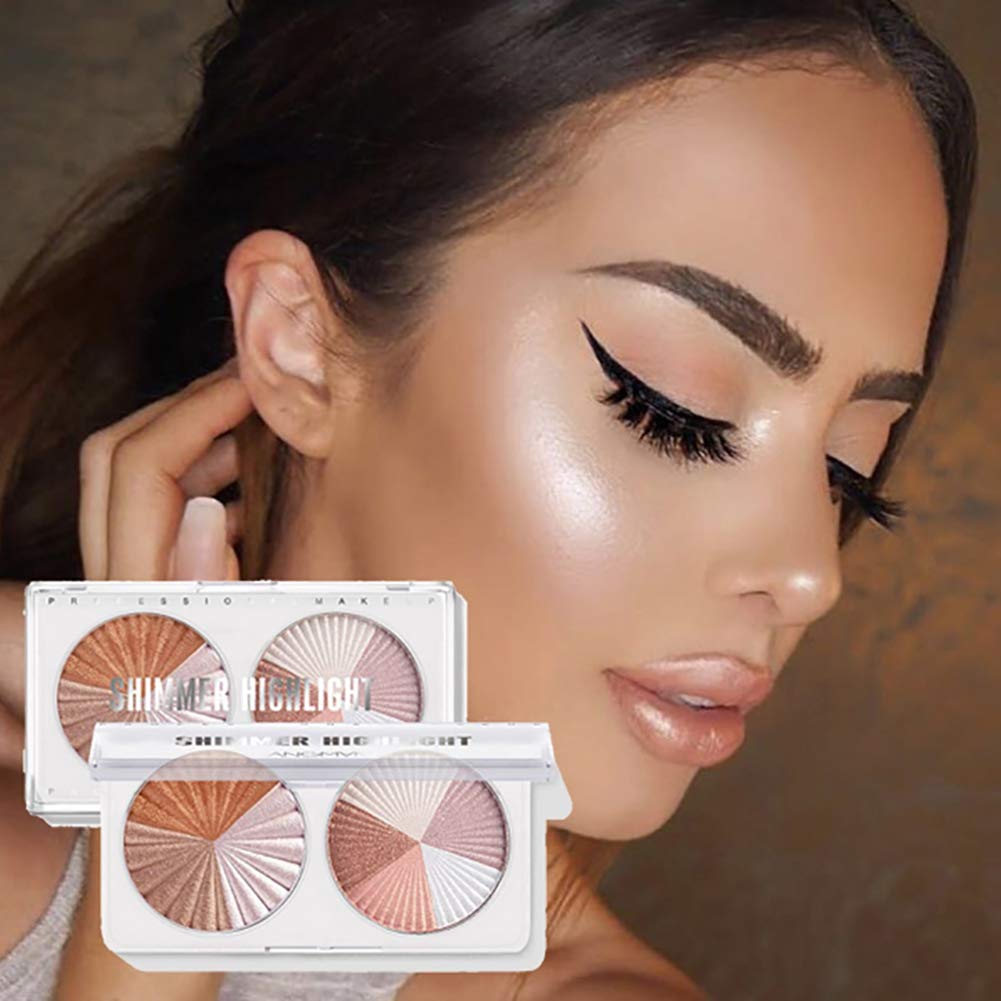 NLLNT Highlighter Powder Palette Diamond Shimmer Bronzer Glow Glitter Makeup Natural