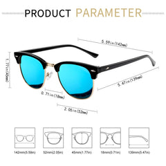 KANASTAL Polarized Horn Rimmed Sunglasses for Men and Women, Classic Half Frame Sun Glasses, Semi Rimless Shades for Womens 100% UV400 Protection Driving - Bright blue