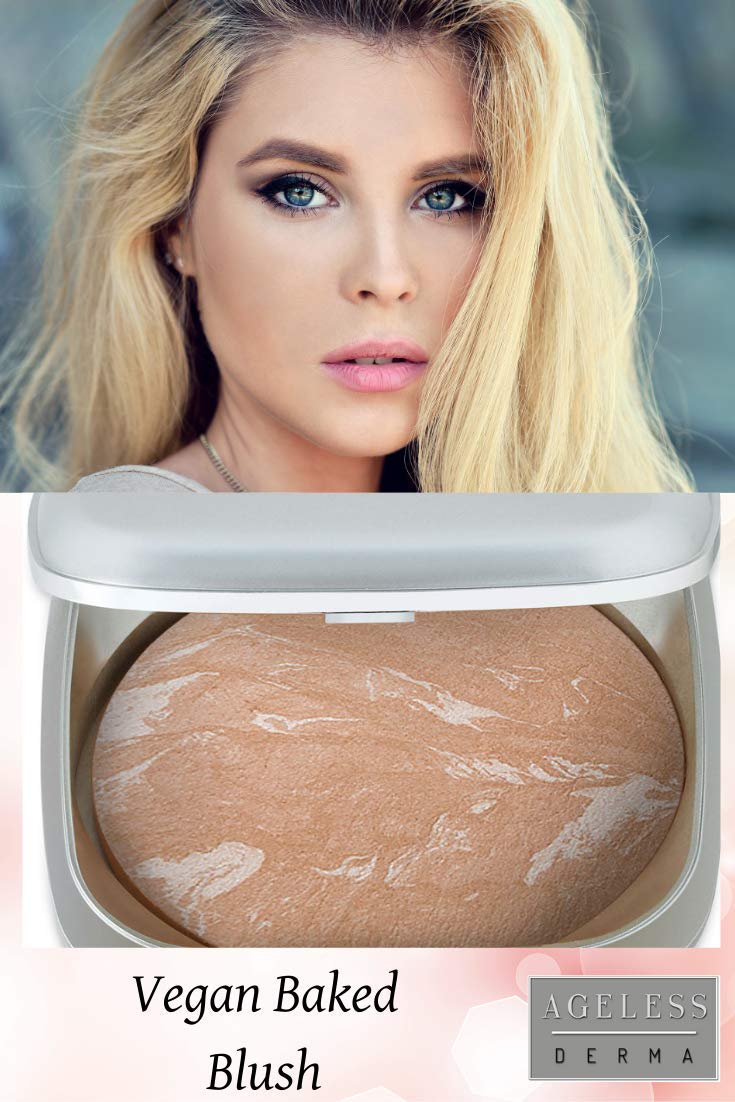 Baked Mineral Makeup Healthy Blush with Botanical Extracts (Guava Swirl) Made in USA. Highlighter Makeup