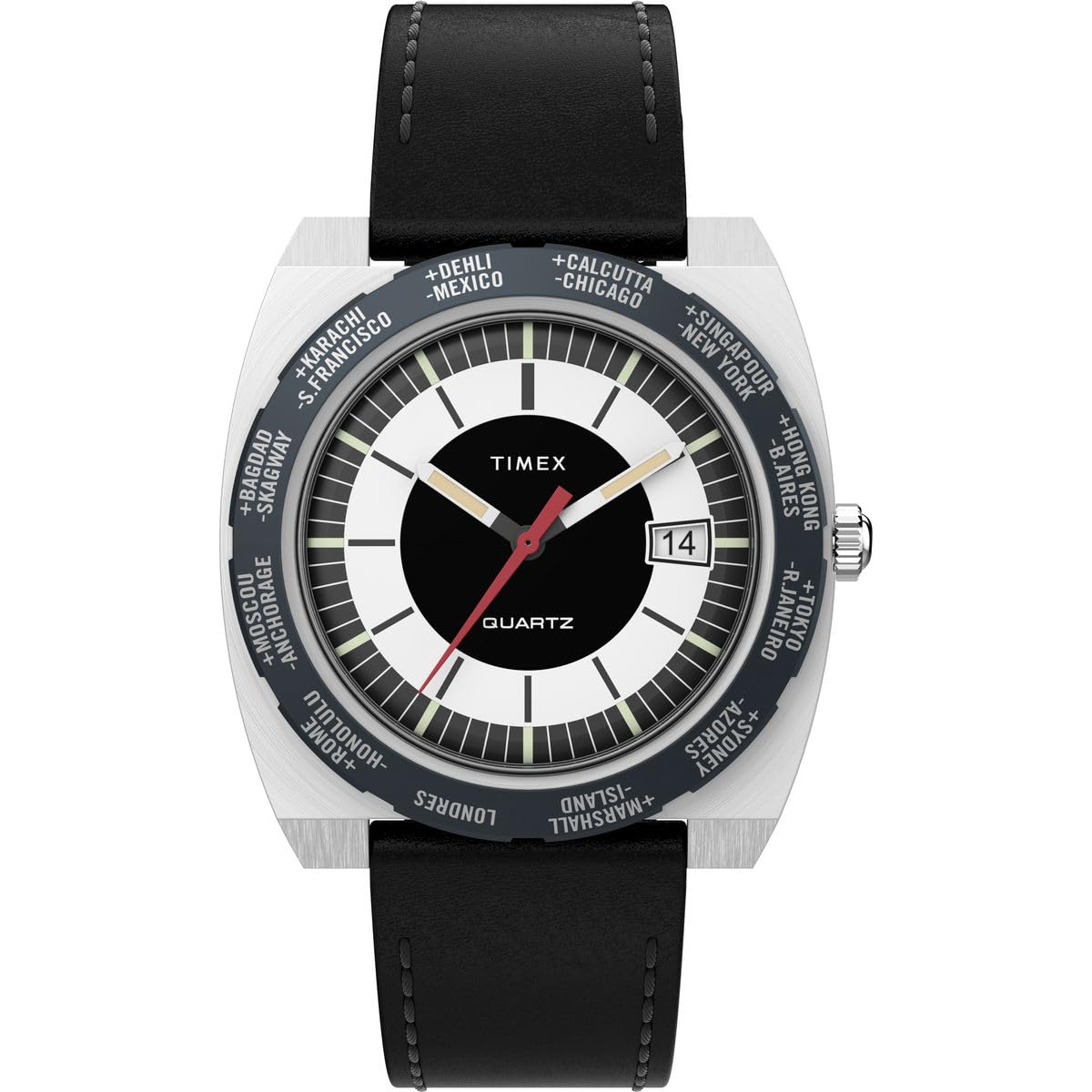 Timex Men's Analogue Quartz Watch with Leather Strap TW2V69500 - Black