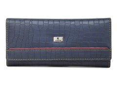 K London Stylish Card & Zipped Pocket Blue Color Clutch Women Wallet - 1515_Croco_Blue