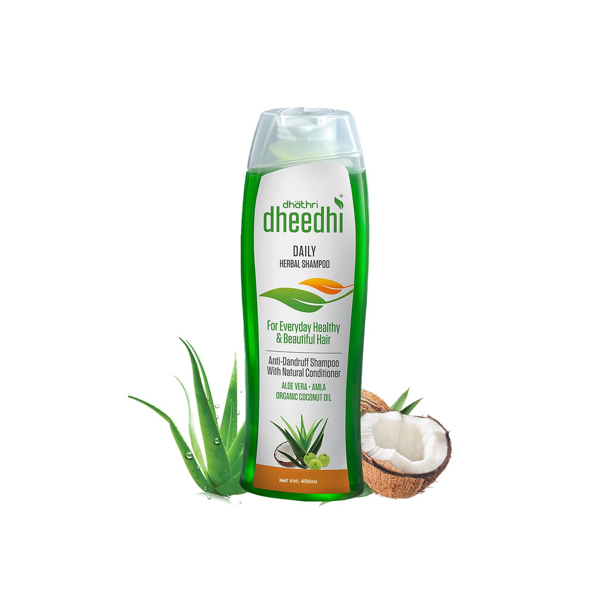 Dhathri Dheedhi Daily Herbal Shampoo fro Everyday Healthy & Beautiful Hair, Anti Dandruff Shampoo - 400 ml