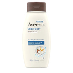 Aveeno Skin Relief Body Wash with a Gentle Coconut Scent & Triple Oat Formula, Daily Cleanser for Sensitive Skin Leaves Itchy, Dry Skin Feeling Soothed & Moisturized, Soap-Free, 18 fl. oz