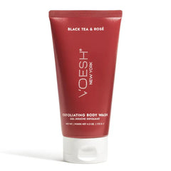 VOESH Sugar Scrub & Exfoliating Body Wash with Plant-Derived AHAs & Vegan Probiotics, K-Beauty Korean Skincare - Black Tea & Rose