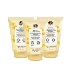 Yves Rocher Sensitive Camomille Cleansing Cream for Sensitive Skin – Set of 3, Gentle Makeup Remover for Face Eyes Lips Hydrating Cleanser 125 ml/4.2 fl.oz