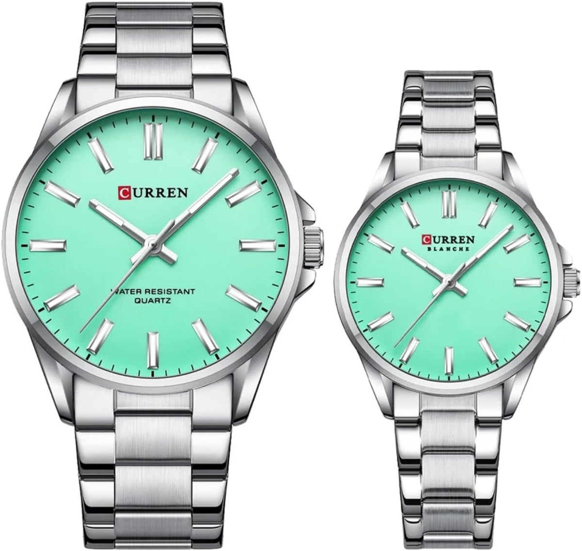 CURREN 9090 Watch for Couple Waterproof Men's Watches Fashion Women's Sports Watches Quartz Movement - SILVER sky