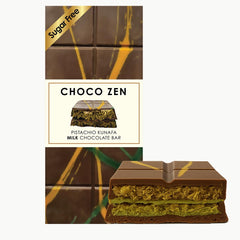Choco Zen Premium Dubai Chocolate Pistachio Kunafa Bar 190g– Luxury Dessert, Gourmet, Rich with Premium Roasted Pistachio & Crispy Kunafa (SUGAR FREE Milk Chocolate)