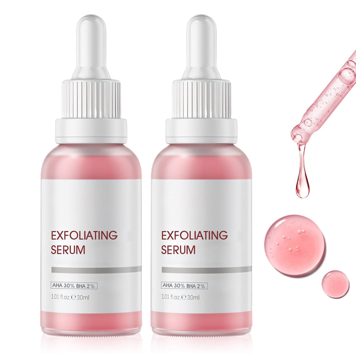 Fruit Acid Scrub Face, Pack of 2 AHA 30% + BHA 2% Peeling Solution, Exfoliating Face Women, Gentle Exfoliation, Pore Deep Facial Cleansing, Reduces Blemishes, 30 ml