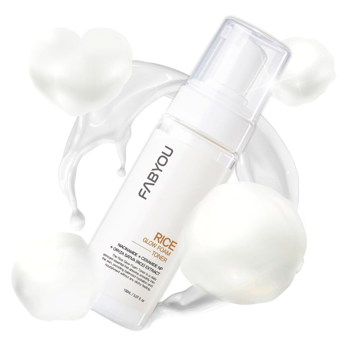 Fabyou Rice Glow Bubble Toner 150ml – Korean Skincare for Hydrating & Radiance-Enhancing Glass Skin Toner with Rice Bran Extract & Niacinamide - Bubble Type Toner
