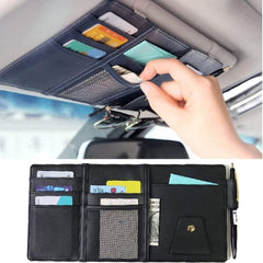 Sulfar Car Sun Visor Organizer,Storage Bag and Glasses Holder with Zipper,PU Auto Interior Accessories Storage Travel Document Holder with Multi-Pocket…