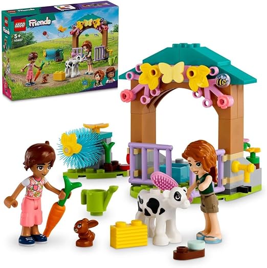 LEGO Friends Autumn’s Baby Cow Shed, Farm Animal Toy Playset for 5 Plus Year Old Girls, Boys & Kids, with 2 Mini-Doll Characters, Calf and Bunny Rabit Figures 42607