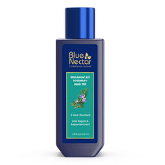 Blue Nectar Rosemary Oil for Hair Growth with Bhringraj Oil for Hair | Natural Alternate for Redensyl | Non-Sticky Ayurvedic Hair Oil with Amla Hair Oil (9 Herbs, 100ml)
