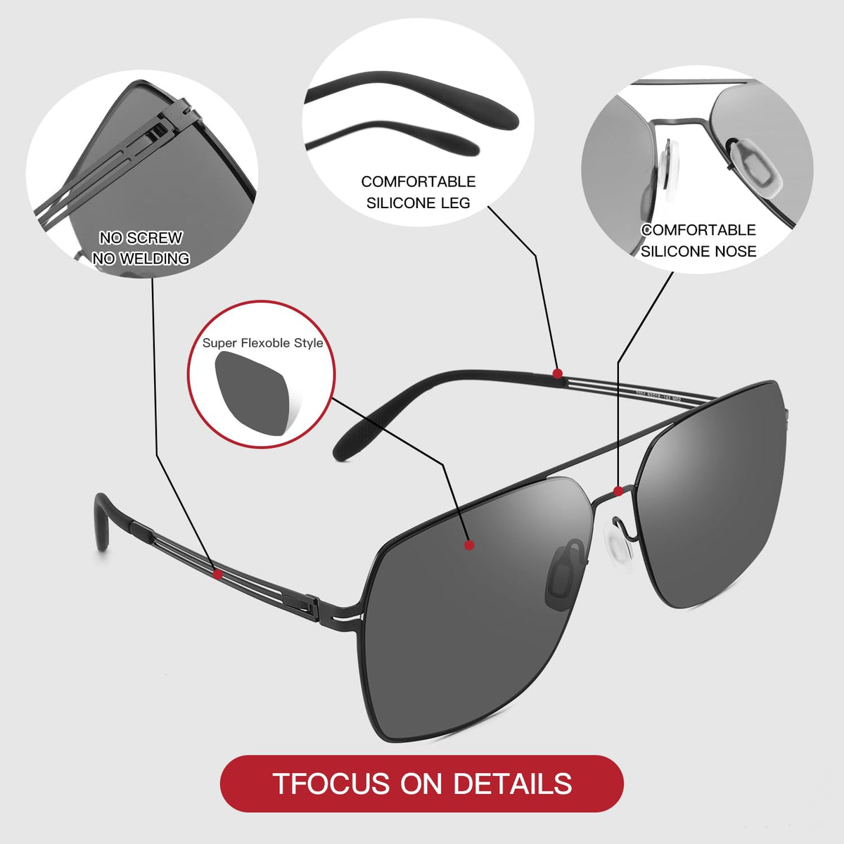 PUKCLAR Polarised Men Sunglasses Pilot Sunglasses Lightweight Stainless Steels Frame Retro Sun Glasses with UV400 for Driving, Fishing, Hiking