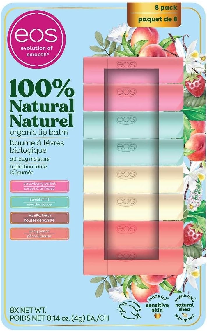 EOS Natural and Organic Lip Balm Stick - Pack of 8