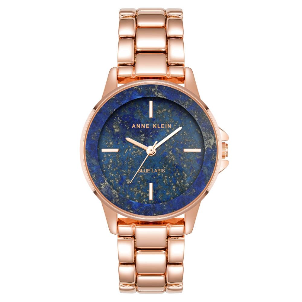 Anne Klein Round Analog Watch for Women, 30 mm Size, Blue/Rose Gold