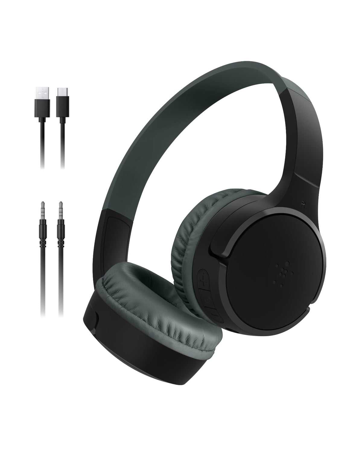 Belkin SoundForm Kids Mini Wireless Headphones with Built-in Mic, 30 Hours Playtime & Fun Stickers - Over-Ear Headphones for Online Learning, School, Travel, iPhone, iPad & Galaxy - Black