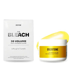 Overtone Color Depositing Semi-Permanent Hair Dye Conditioner - 8 oz For Natural & Color-Treated Hair, The Bleach 30 Volume Hair Lightening Kit - Professional-Grade Included - Extreme Yellow