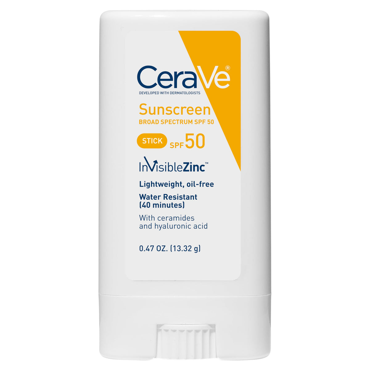 CeraVe Mineral Sunscreen Stick for Kids & Adults | 100% Mineral Sunscreen, Zinc Oxide & Titanium Dioxide with Hyaluronic Acid and Ceramides | Broad Spectrum SPF 50 | Fragrance Free | 0.47 Ounce