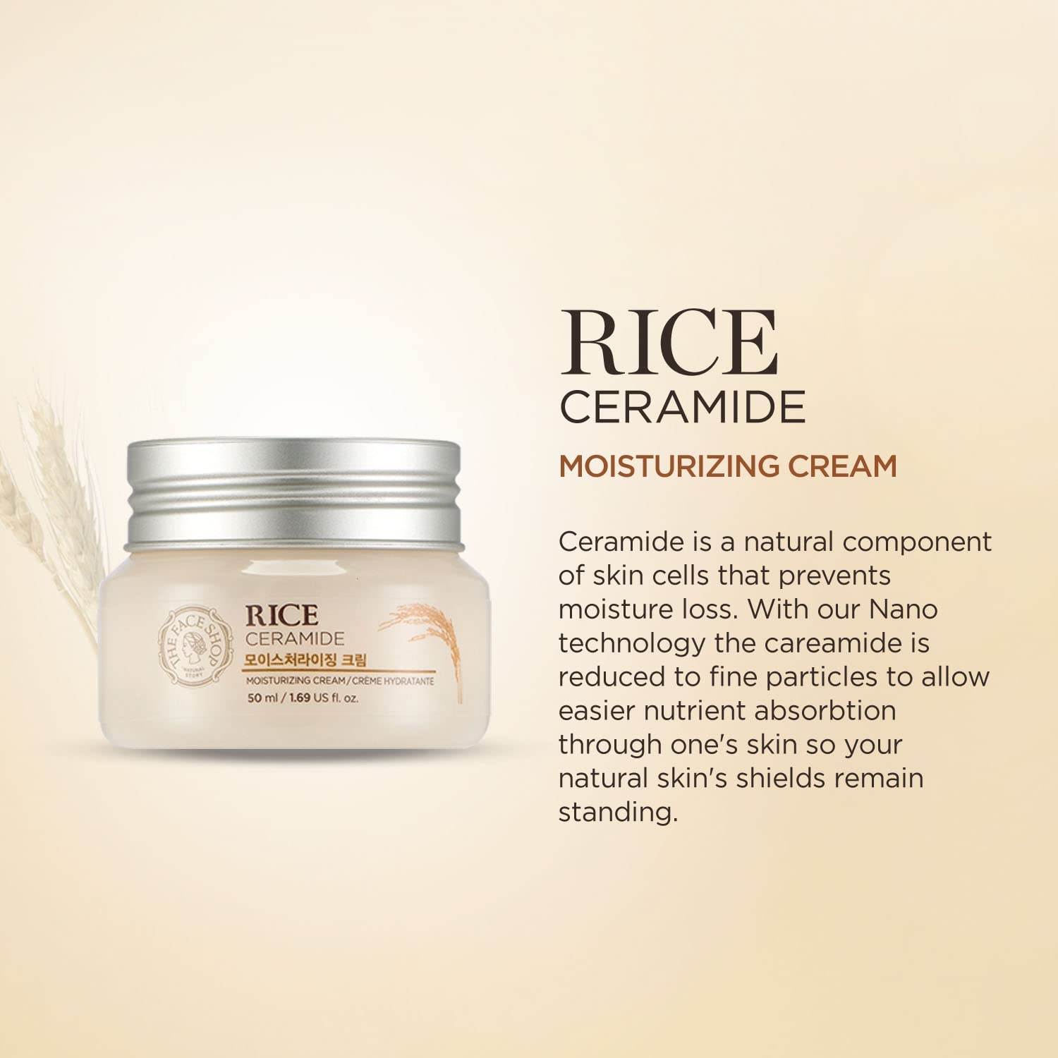 The Face Shop Rice & Ceramide Moisturizing Cream, 50ml