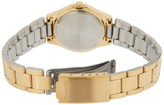 Casio Womens Quartz Watch, Analog Display and Leather Strap Champagne Gold