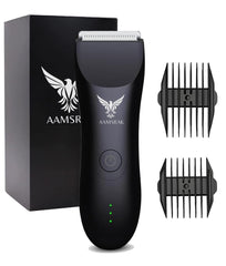 AAMSRAK® Grooming Hair Trimmer | Waterproof, Skin safe | Zero Gapped, Beard Trimmer For Men | Nose, Ear, Body, Balls, Trimmer Cordless, Electric Shaver, Long Battery, Including 2X Guided Combs