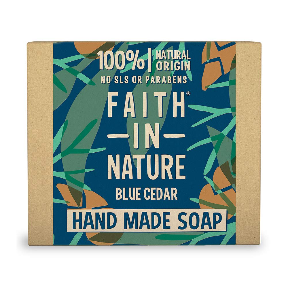 Faith in Nature | 100g | Blue Cedar Handmade Soap | 100% Natural Origin | No SLS or Parabens | Vegan & Cruelty-Free Skincare