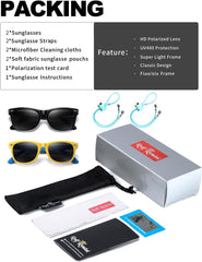 Flexible Kids Sunglasses Polarized Sports Sun Glasses Girls Boys Shades with Straps UV400 Protection Eyewear for Age 2-10