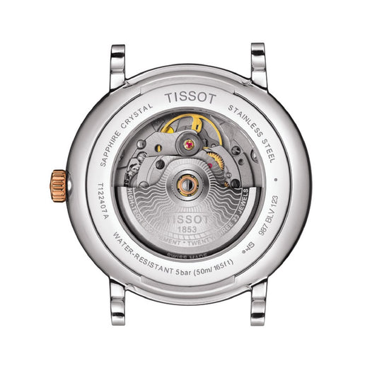 Tissot mens Carson Auto Stainless Steel Dress Watch Rose Gold 5N,Grey T1224072203300