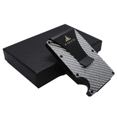 AQUO Money Clip Wallet for Men - Slim Front Pocket Blocking Bifold Credit Card Holder for Men with Gift Box (SILVER)