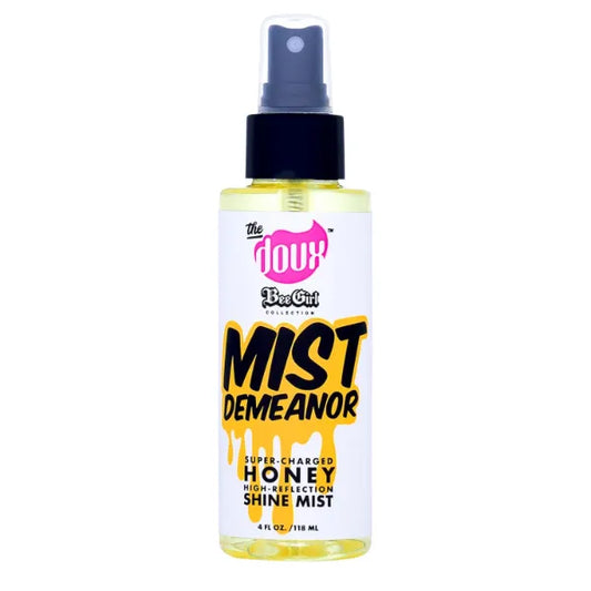 The Doux MIST DEMEANOR Shine Mist for Curly Hair – Heat Protection Spray with Cationic Honey & Silk Amino Acids – Lightweight Hair Gloss for Frizz Control, Humidity Resistance & Shine, 4 Fl oz