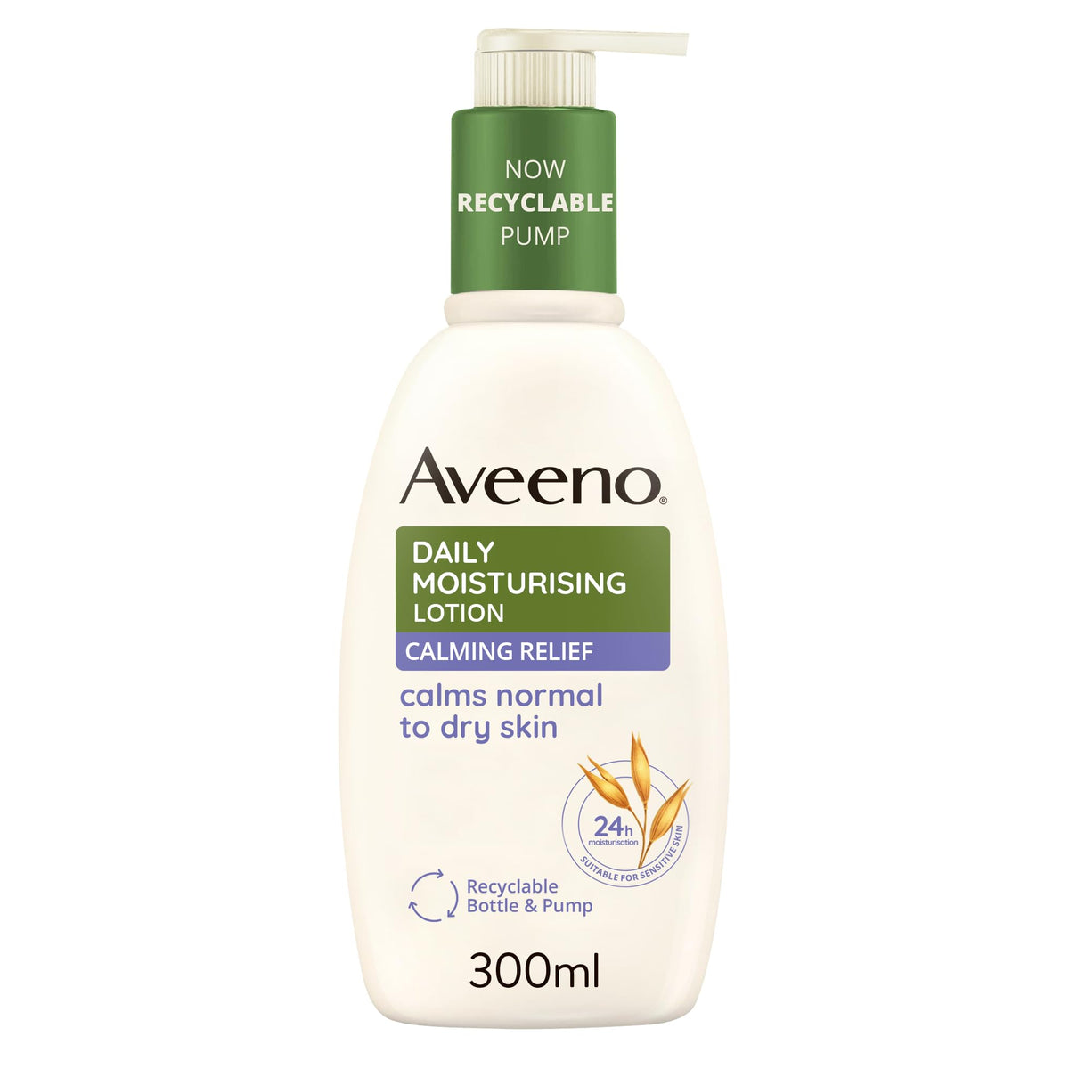 Aveeno Daily Moisturising Lotion Calming Relief, With Nourishing Oat & Calming Lavender, 24-Hour Moisturisation, Suitable for Sensitive Skin, Fast Absorbing, 300ml