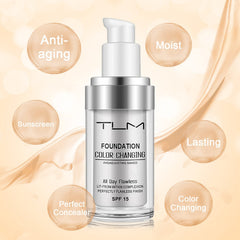 TLM Concealer Cover - Flawless Colour Changing Foundation, Warm Skin Tone (30ml, 3 Pack)