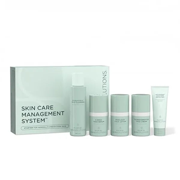 Marini SkinSolutions Travel Size Starter Skin Care Management System, Normal to Combination Skin with Antioxidant Daily Face Protectant SPF 33 Made in the USA